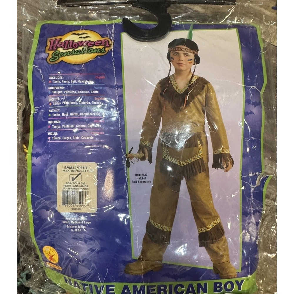 Rubie's Native America Child Costume Small 4-6‎ Tunic Pants Headpiece No Belt